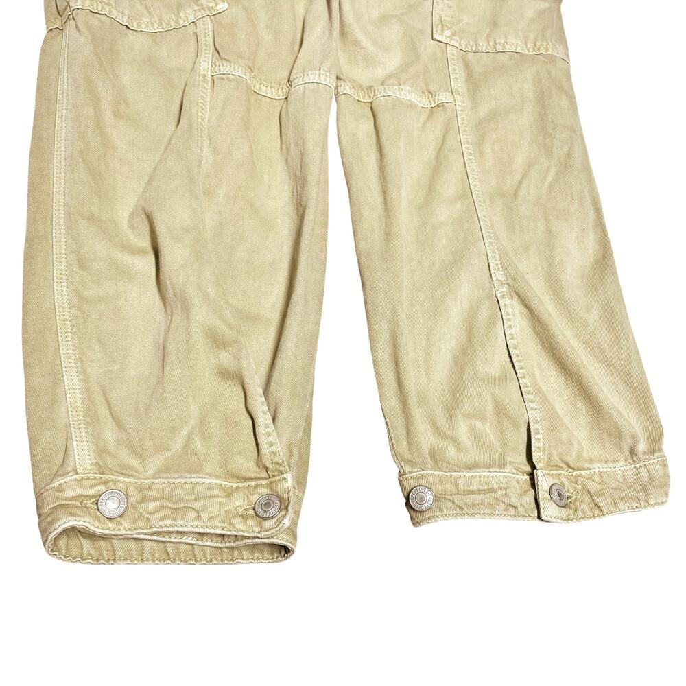 FREE PEOPLE First Light Utility Cotton Cargo Button-Cuff Pants Boa Green Size 6 - Picture 7 of 10